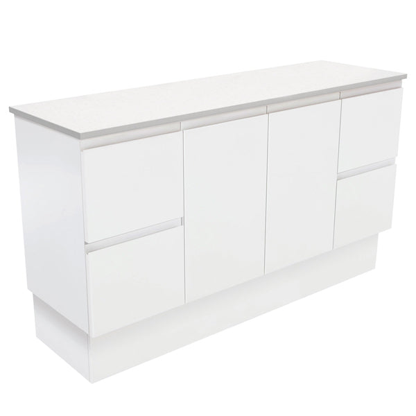 Fingerpull Satin White 1500 Cabinet on Kickboard