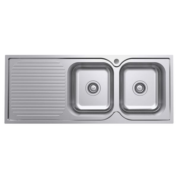 Tiva 1180 Double Kitchen Sink with Drainer, Right Bowl