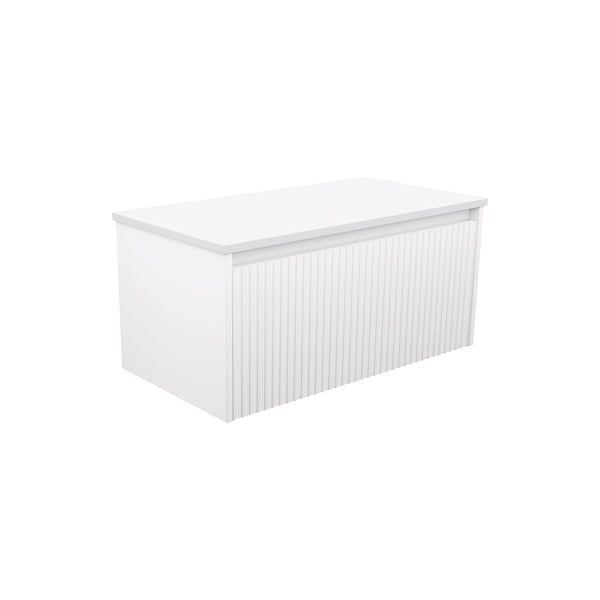 Alina Fluted Satin White 900 Wall-Hung Cabinet