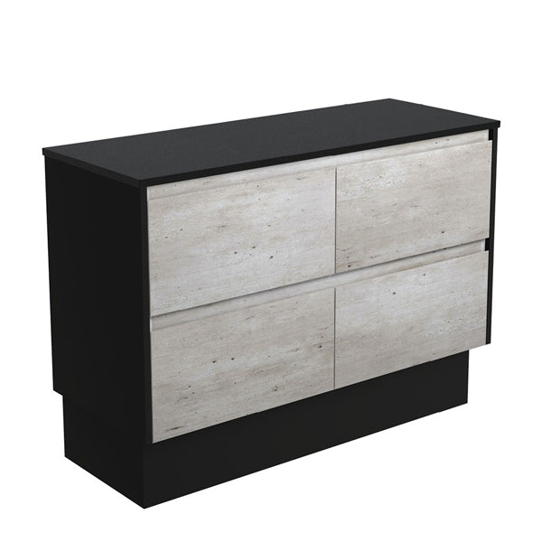Amato Industrial 1200 Cabinet on Kickboard, Satin Black Panels