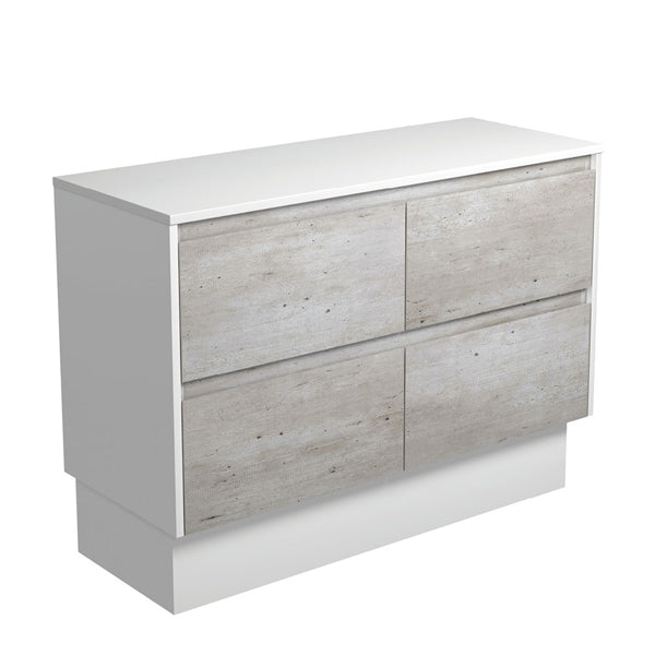 Amato Industrial 1200 Cabinet on Kickboard, Satin White Panels
