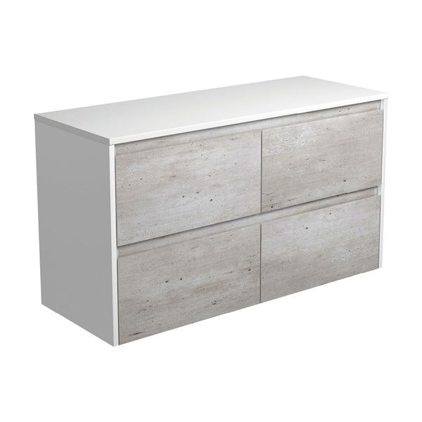 Amato Industrial 1200 Wall-Hung Cabinet, Satin White Panels
