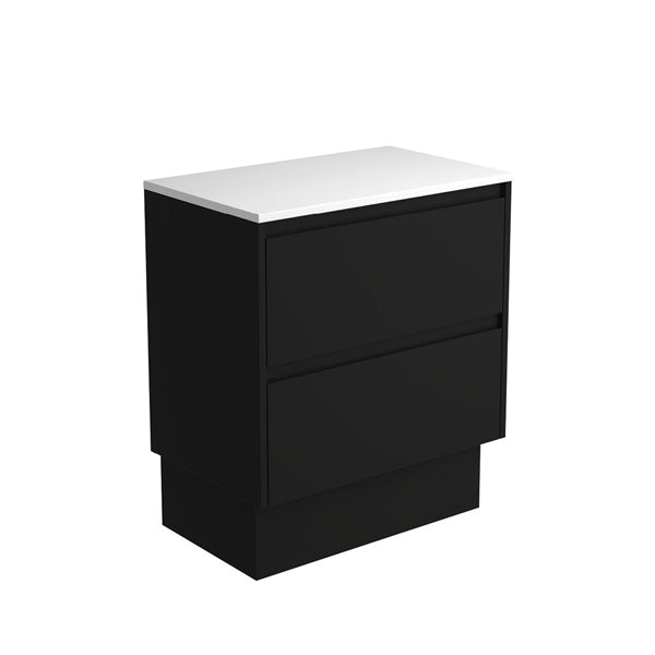 Amato Satin Black 750 Cabinet on Kickboard, Satin Black Panels