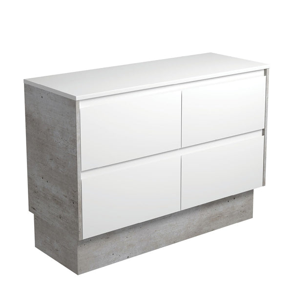 Amato Satin White 1200 Cabinet on Kickboard, Industrial Panels