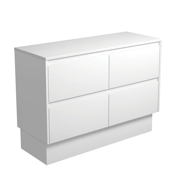 Amato Satin White 1200 Cabinet on Kickboard, Satin White Panels