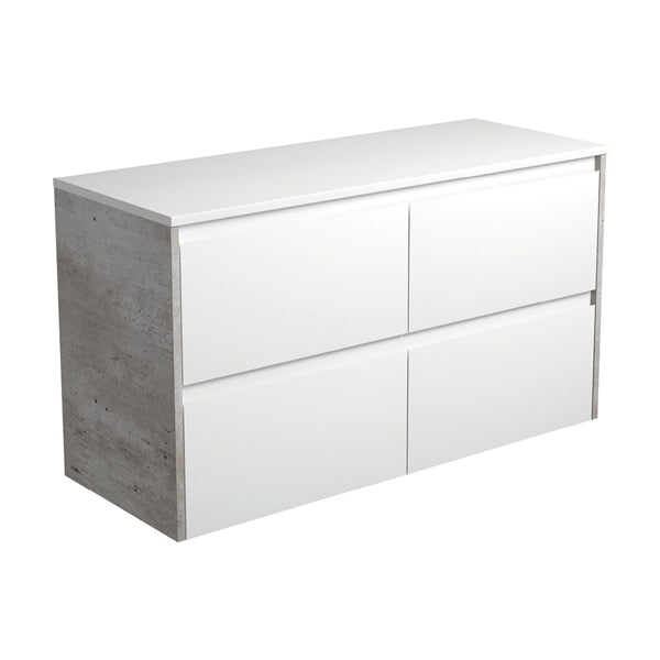 Amato Satin White 1200 Wall-Hung Cabinet, Industrial Panels