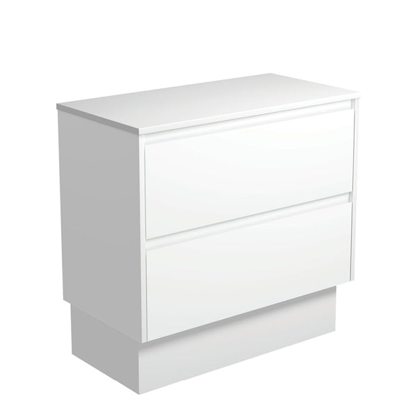 Amato Satin White 900 Cabinet on Kickboard, Satin White Panels