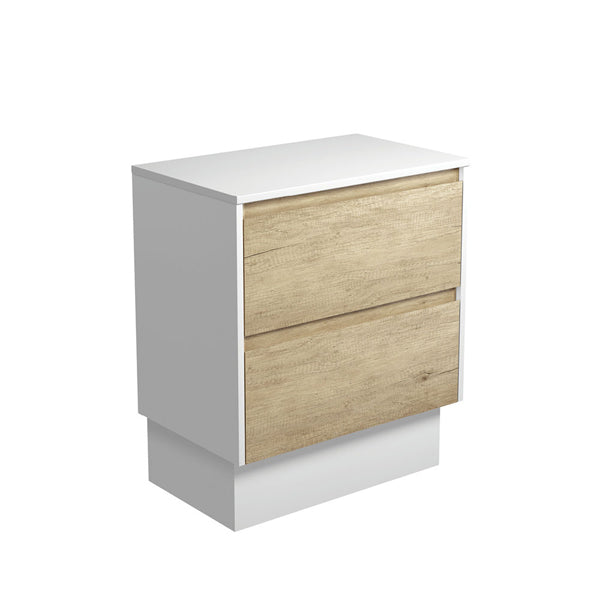 Amato Scandi Oak 750 Cabinet on Kickboard, Satin White Panels