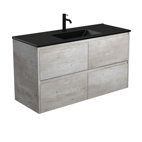 Dolce Matte Black Amato 1200 Industrial Wall-Hung Vanity