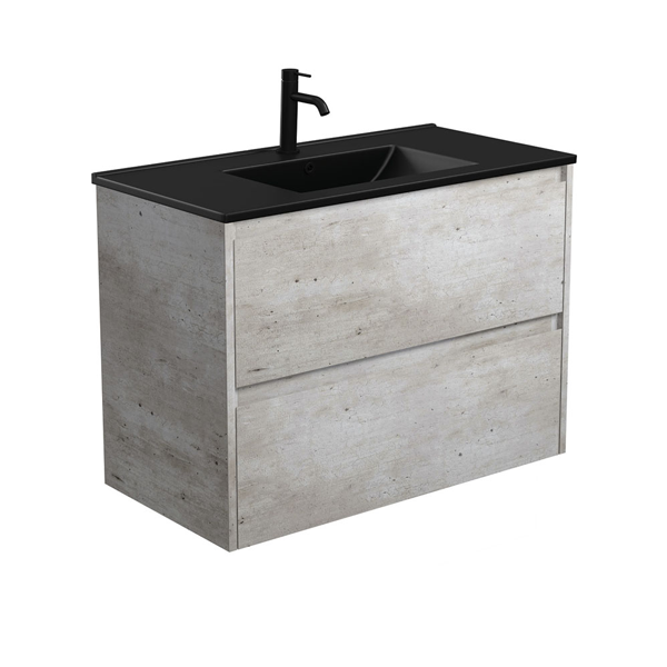 Dolce Matte Black Amato 900 Industrial Wall-Hung Vanity