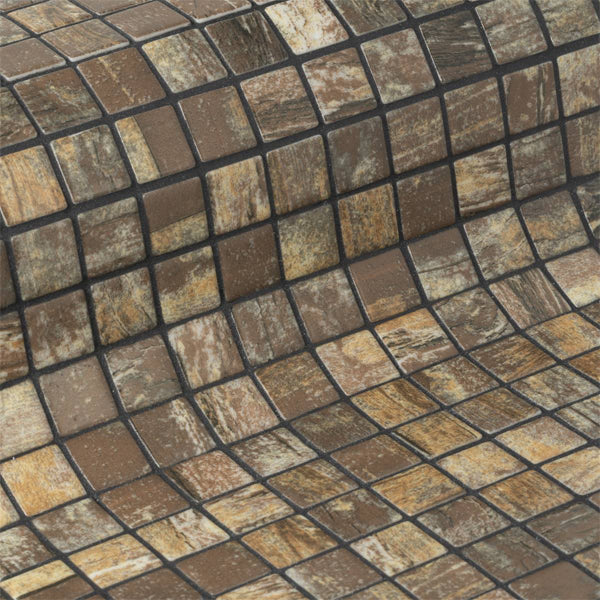 312x495mm Ezarri Pool Mosaic - Zen Wood Rustic 25mm Matt