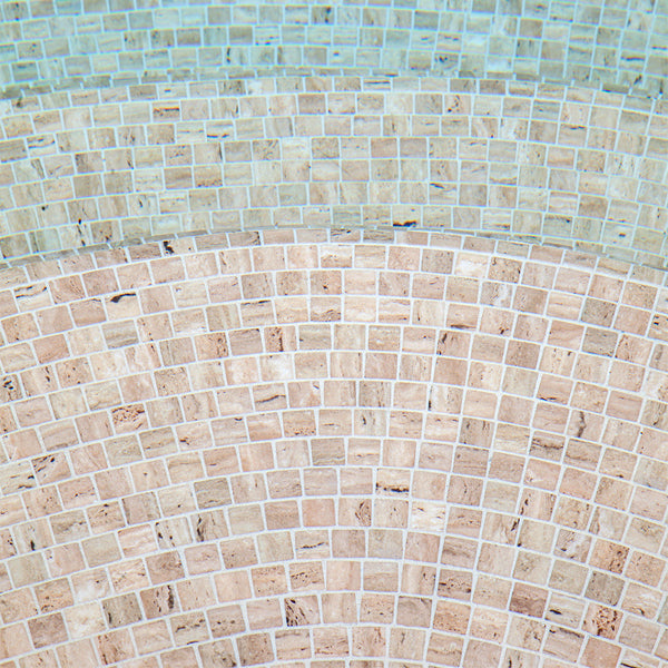 312x495mm Ezarri Pool Mosaic - Zen Stone Travertino 25mm Safe (Anti-Slip)