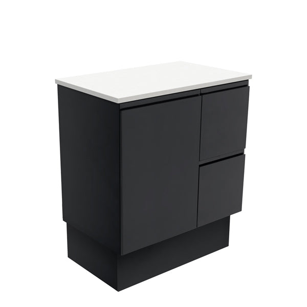 Fingerpull Satin Black 750 Cabinet on Kickboard, Right Hand Drawers