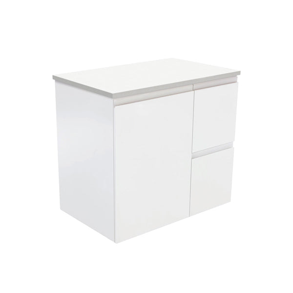 Fingerpull Satin White 750 Wall-Hung Cabinet, Right Hand Drawers