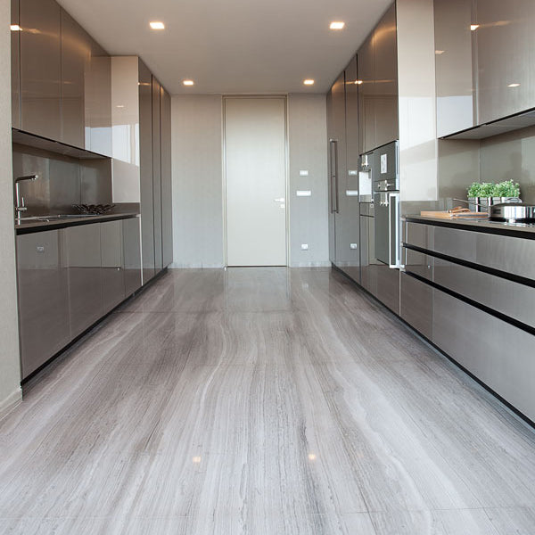 Tilermade - 600x600 Grey Teakwood Serpeggiante Marble Polished