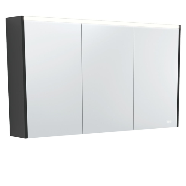 1200 LED Mirror Cabinet with Satin Black Side Panels