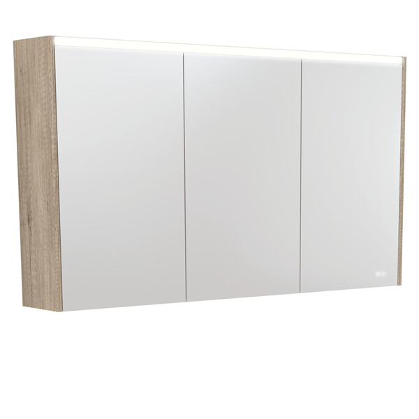1200 LED Mirror Cabinet with Scandi Oak Side Panels
