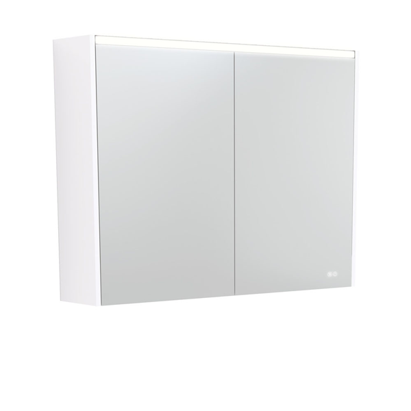 900 LED Mirror Cabinet with Gloss White Side Panels
