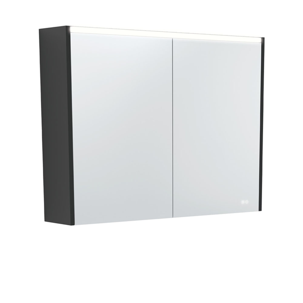 900 LED Mirror Cabinet with Satin Black Side Panels