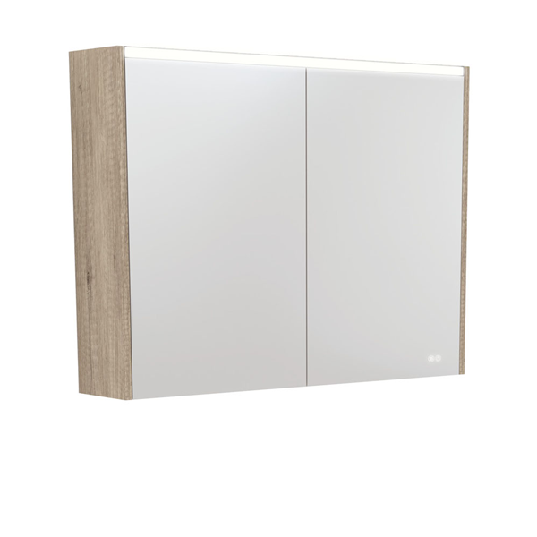 900 LED Mirror Cabinet with Scandi Oak Side Panels