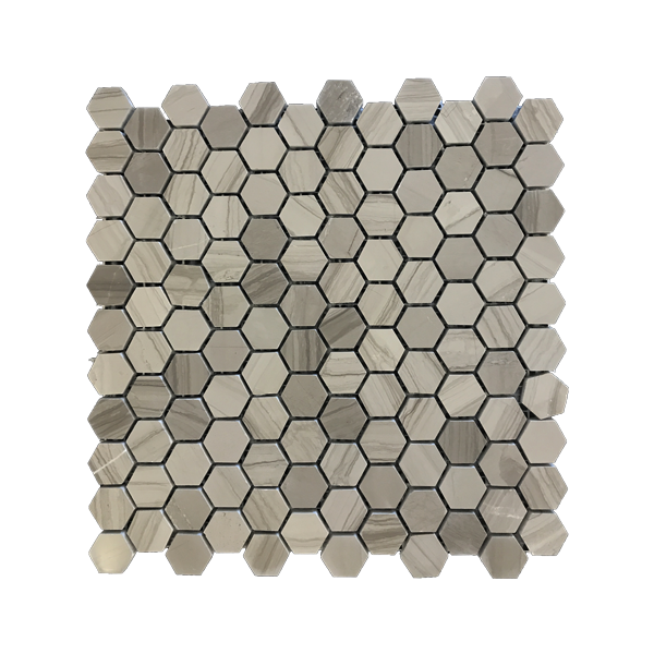 295x295mm Hexagonal Teakwood Grigio Marble