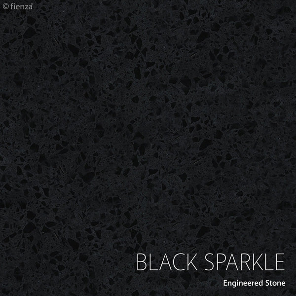Luciana MB, Black Sparkle Amato 1200 Industrial Vanity, Satin Black Panels and Kick