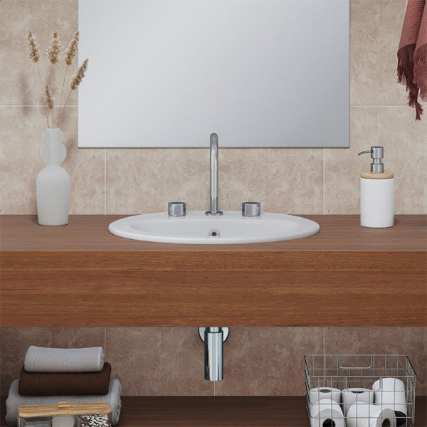 Lacy Fully-Inset Basin, 3 Tap Holes