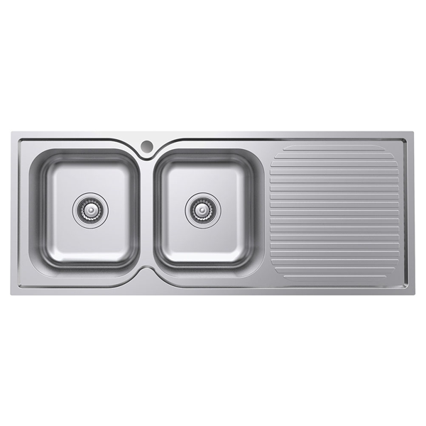 Tiva 1180 Double Kitchen Sink with Drainer, Left Bowl
