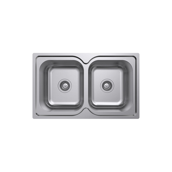 Tiva 780 Double Kitchen Sink, No Tap Hole
