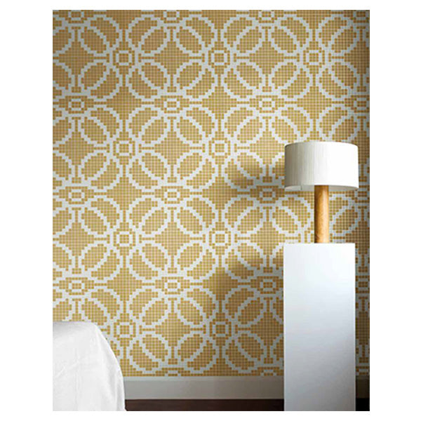 300x300mm Yellow Mosaic Circles Glass Mosaic